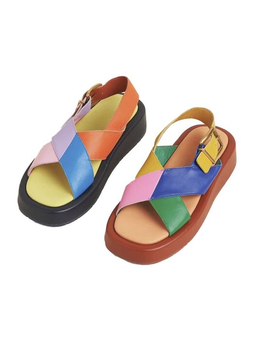 Charlotte Stone Shoes - Charlotte Stone Anto Sandals in Solimar Multicolored Slingback Platform Shoes 9